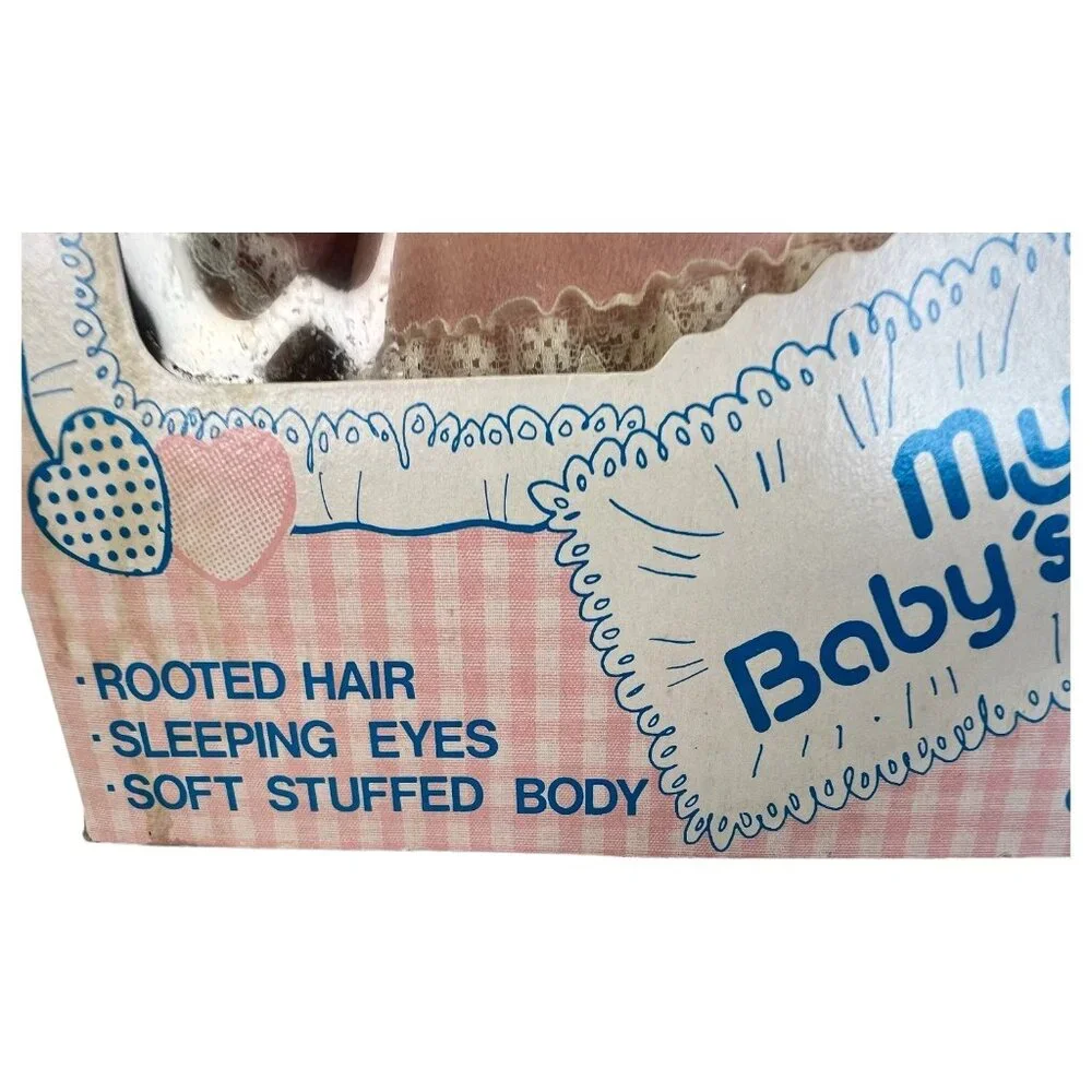1979 New Playmates My Baby's Doll Stuffed Body Rooted Hair Sleep Eyes In Box VTG